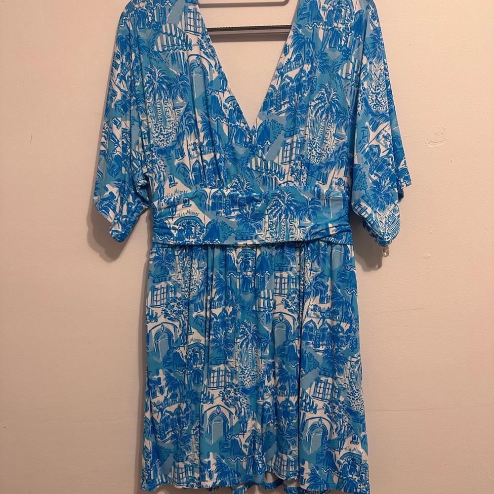 Lily Pulitzer Blue Printed V-Neck Women’s Romper Dress